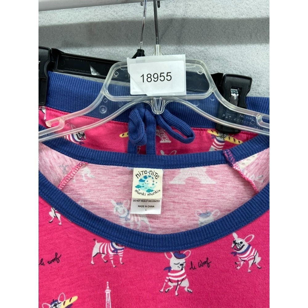 Nite Nite MUNKI MUNKI Pajamas Women L Pink PJ Shorts French Bulldogs Paris 2pc - Picture 15 of 15